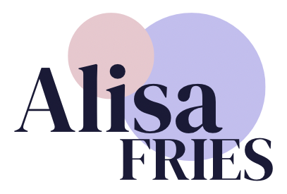 Logo Alisa Fries in dunkelblau mit Kreisen